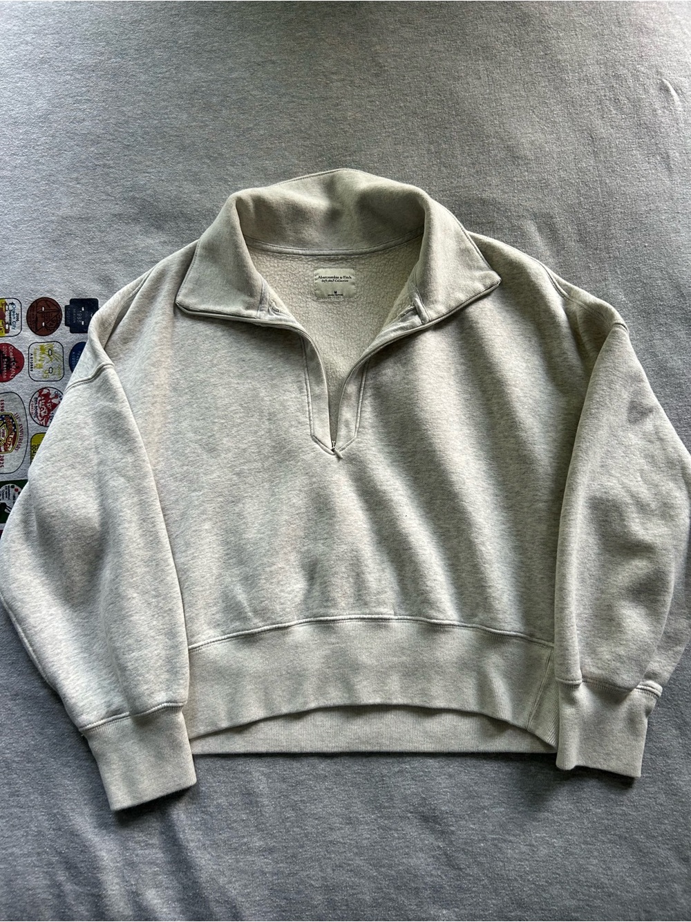 Abercrombie Half-Zip Pullover Sweater - Light Gray